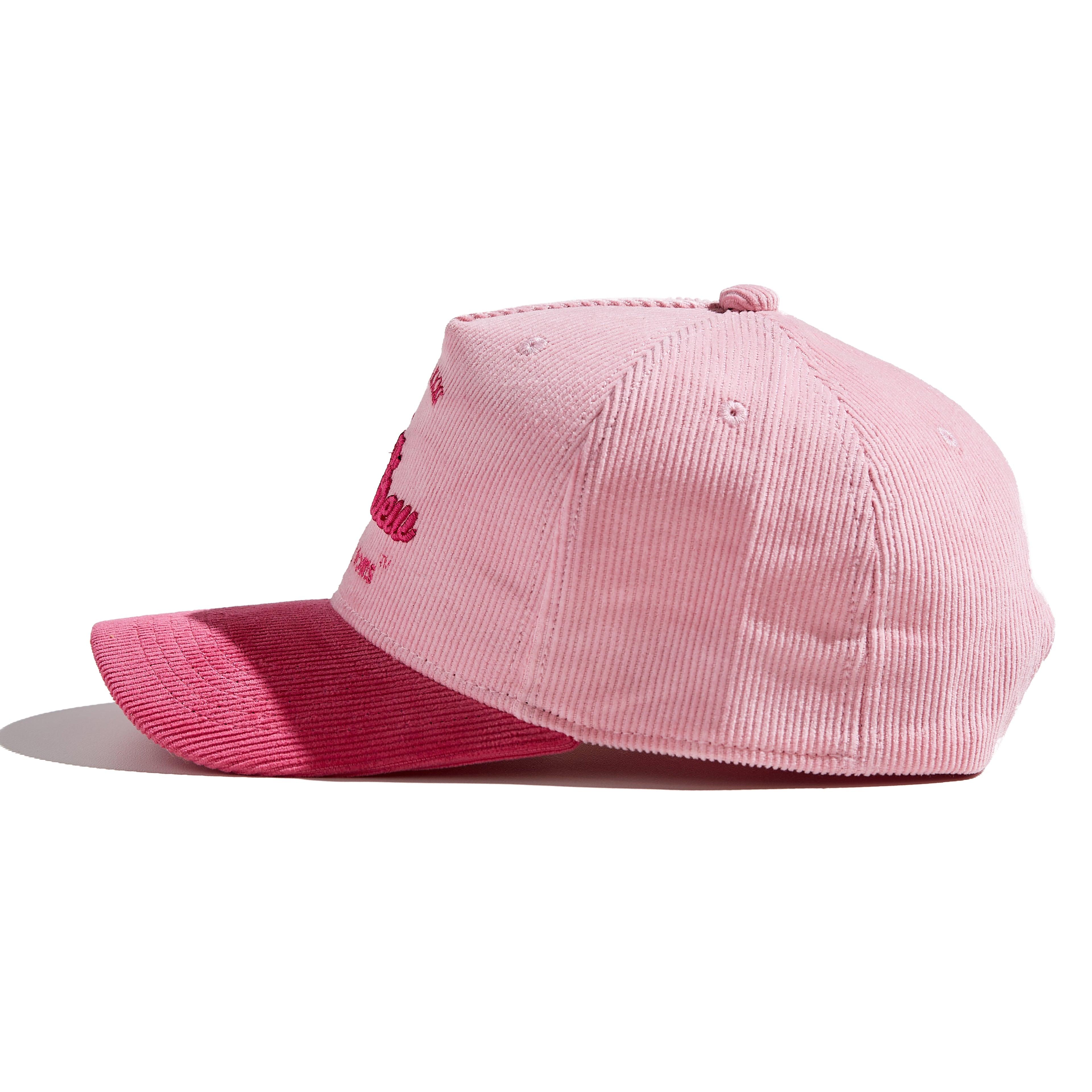 The MomCrew Pink Corduroy Cap is a stylish and versatile cap inspired by Barbie, designed with 100% cotton corduroy material for both the body and brim. It features the signature MomCrew logo embroidered in green and includes an adjustable snap closure to ensure a perfect fit for various head sizes, making it suitable for both moms and dads. This cap offers a chic, laid-back vibe, perfect for daily wear.